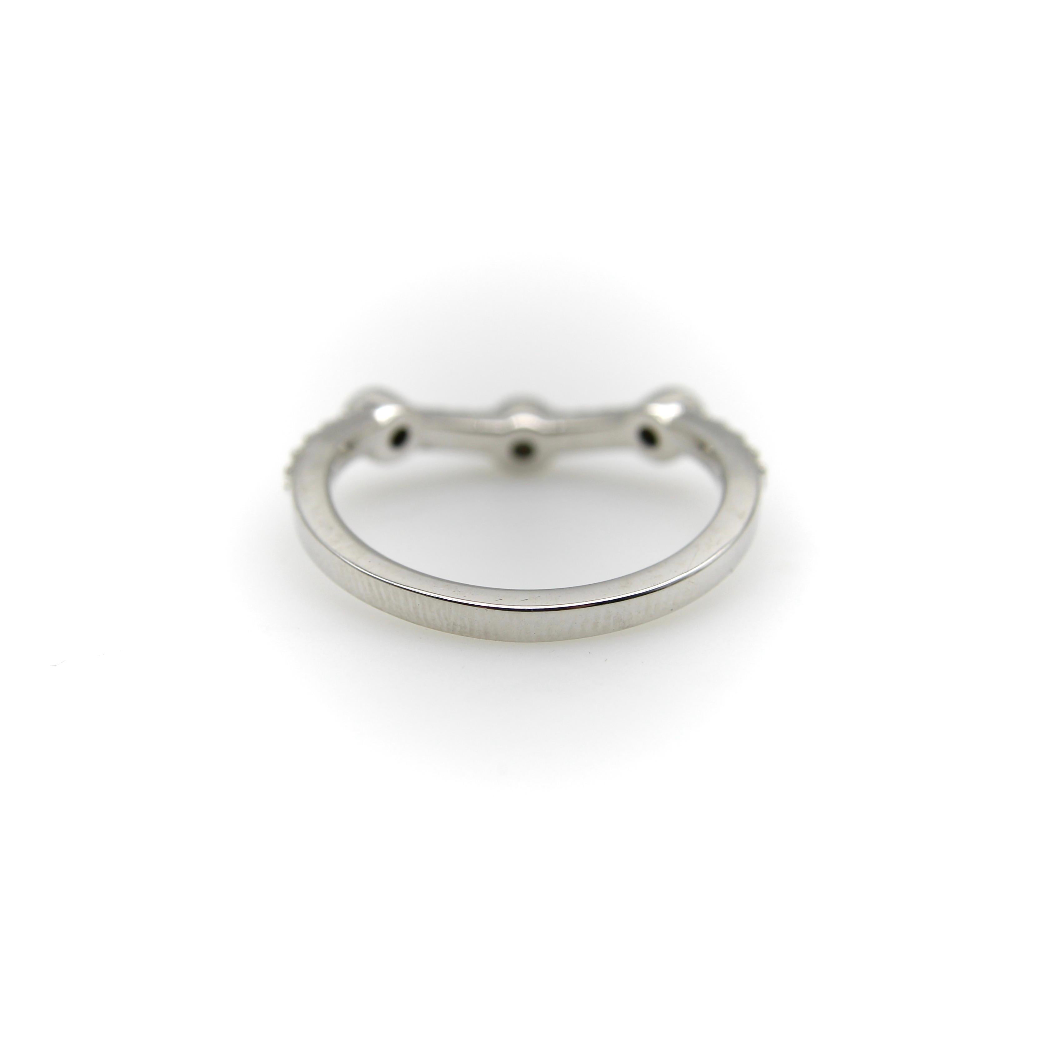 Contemporary 14K White Gold Diamond Curved Band For Sale
