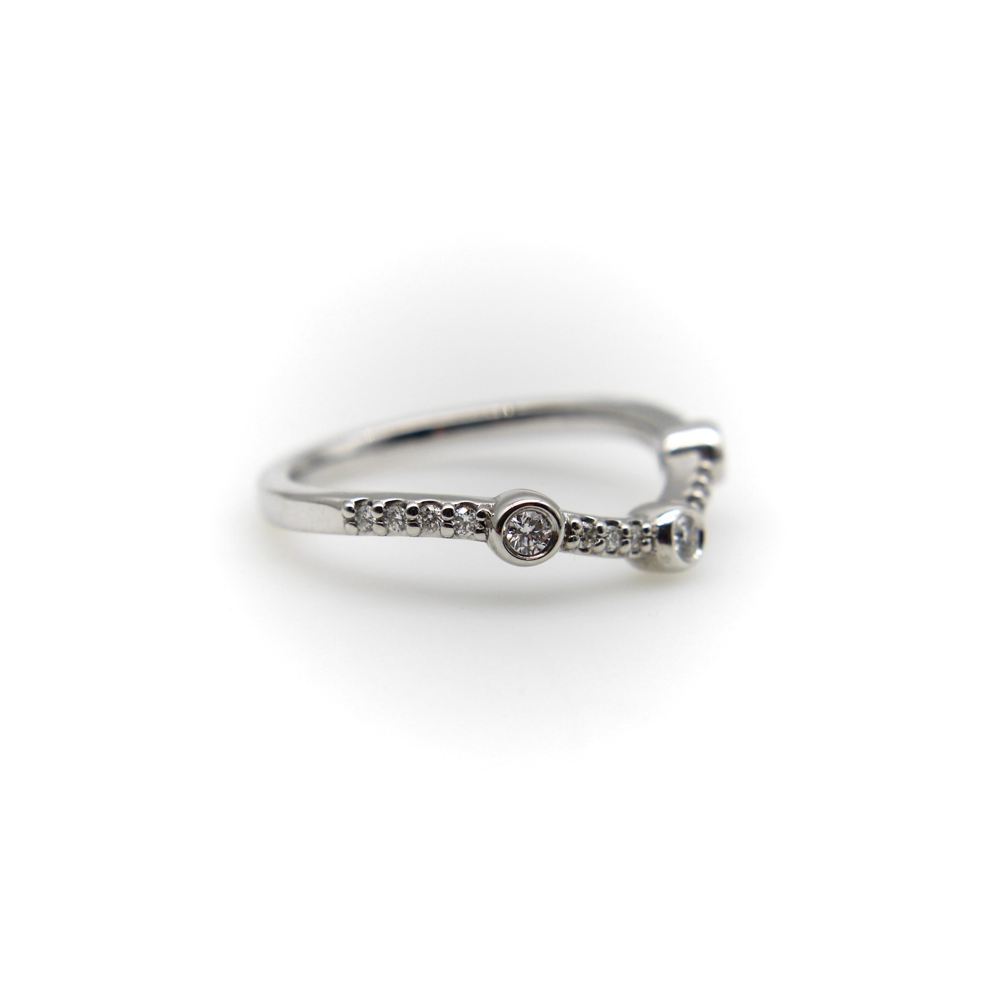 14K White Gold Diamond Curved Band  For Sale 1