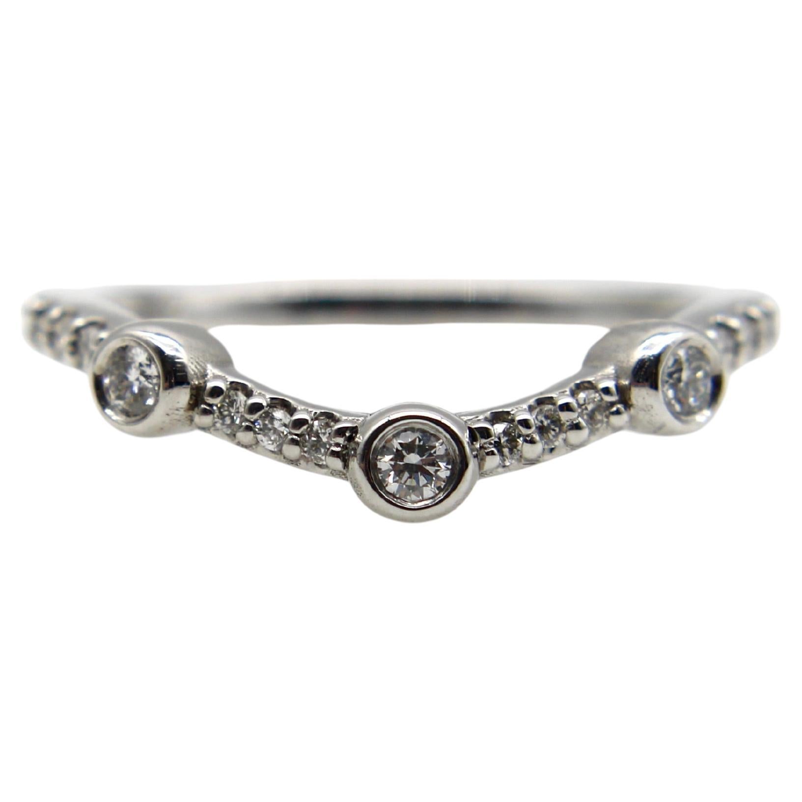 14K White Gold Diamond Curved Band 