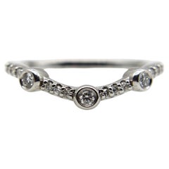 14K White Gold Diamond Curved Band 
