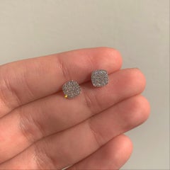 14K White Gold Diamond Cushion Shape Pave Stud Earrings