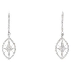 14k White Gold & Diamond Dangle Drop Earrings 0.40ctw