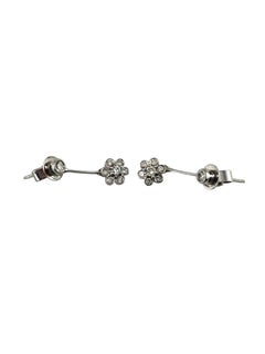 14K White Gold Diamond Dangle Drop Flower Earrings #25542