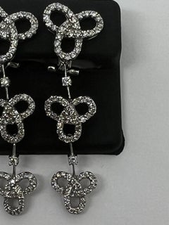 14k White Gold Diamond Dangle Drop Infinity Leaver Back Earrings
