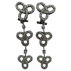 Boucles d'oreilles pendantes en or blanc 14k, diamants, Infinity Leaver Back