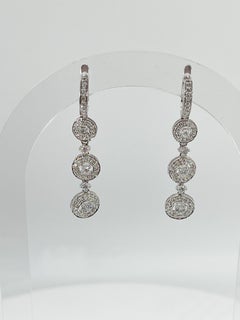14K White Gold Diamond Dangle Earrings