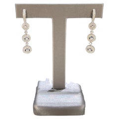 14K White Gold Diamond Dangle Earrings 