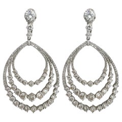 14K White Gold Diamond Dangle Earrings