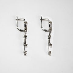 14K White Gold Diamond Dangle Heart Earrings 0.50ct