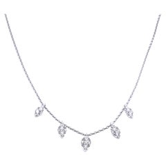 14k Weigold Diamant-Baumel-Halskette