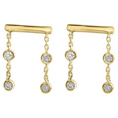 14K White Gold Diamond Dangle Stud Earrings