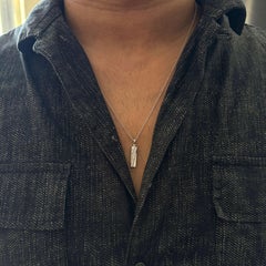 14K White Gold Diamond Diagonal Tag Pendant