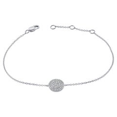 Bracelet à chaîne à disques en or blanc 14 carats avec diamants