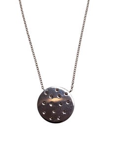 14K White Gold Diamond Disc Pendant Necklace #25307