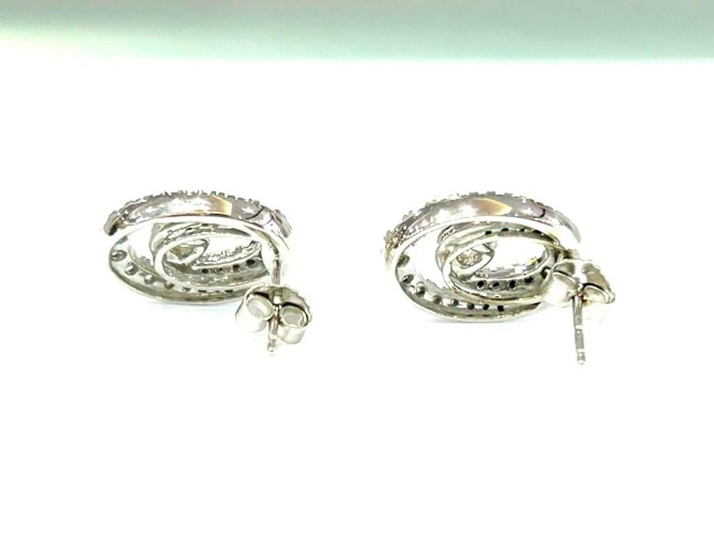 Orecchini con diamante doppio cerchio in oro bianco 14K 1,00 carati In condizioni buone in vendita a Beverly Hills, CA