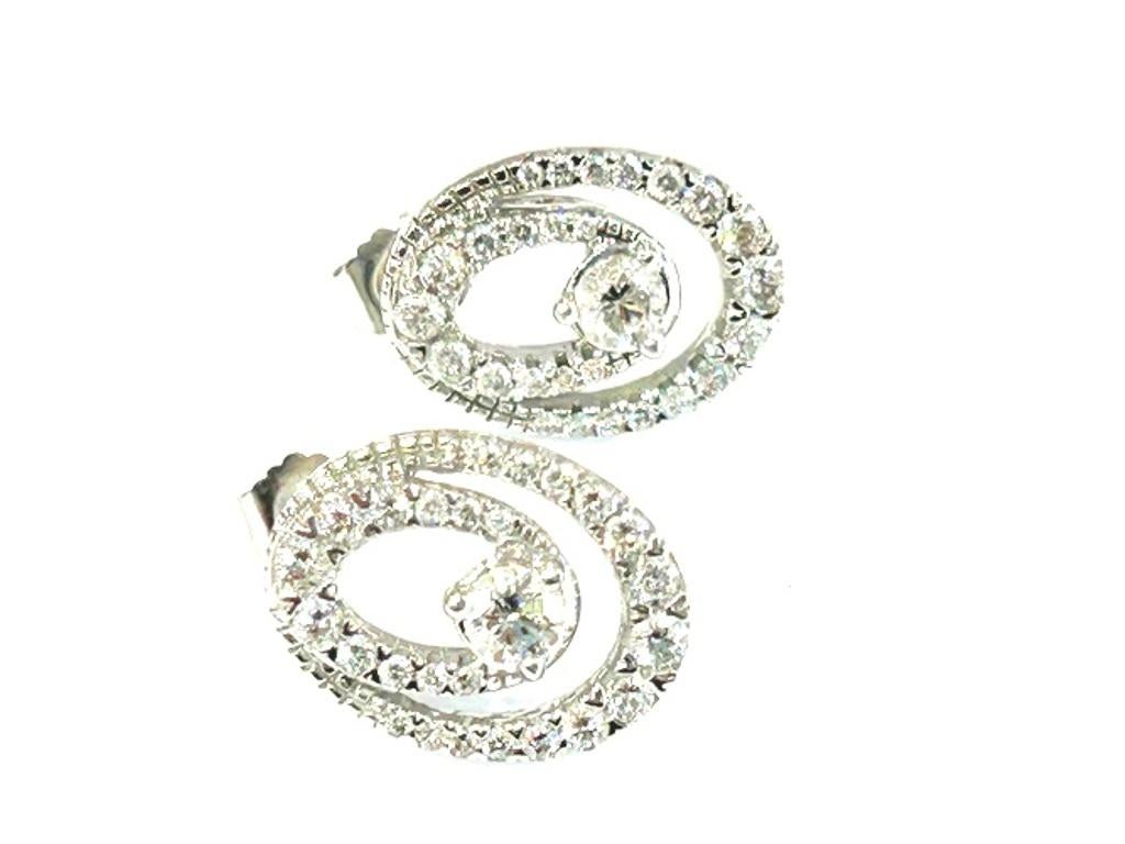Donna Orecchini con diamante doppio cerchio in oro bianco 14K 1,00 carati in vendita