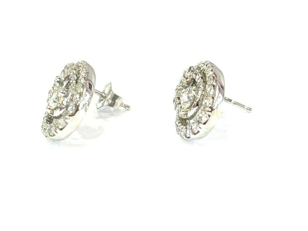 Orecchini con diamante doppio cerchio in oro bianco 14K 1,00 carati in vendita 1