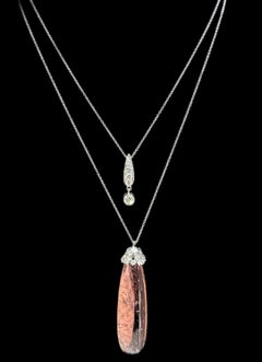 14k White Gold Diamond Drop Bezel Necklace