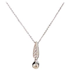 14k White Gold Diamond Drop Bezel Necklace