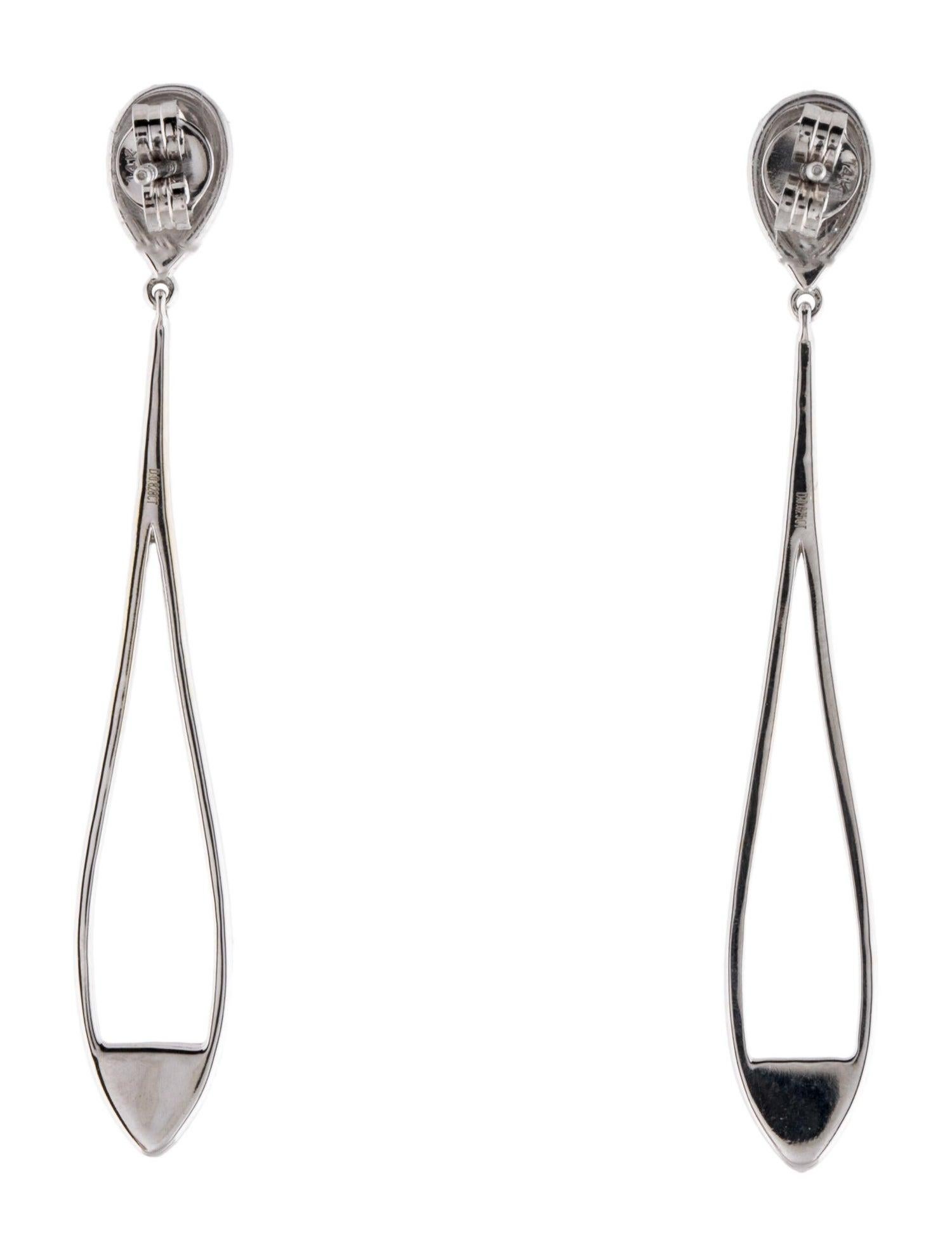 Round Cut 14K White Gold Diamond Drop Earrings - 0.55ct Round Brilliant, Near Colorless For Sale