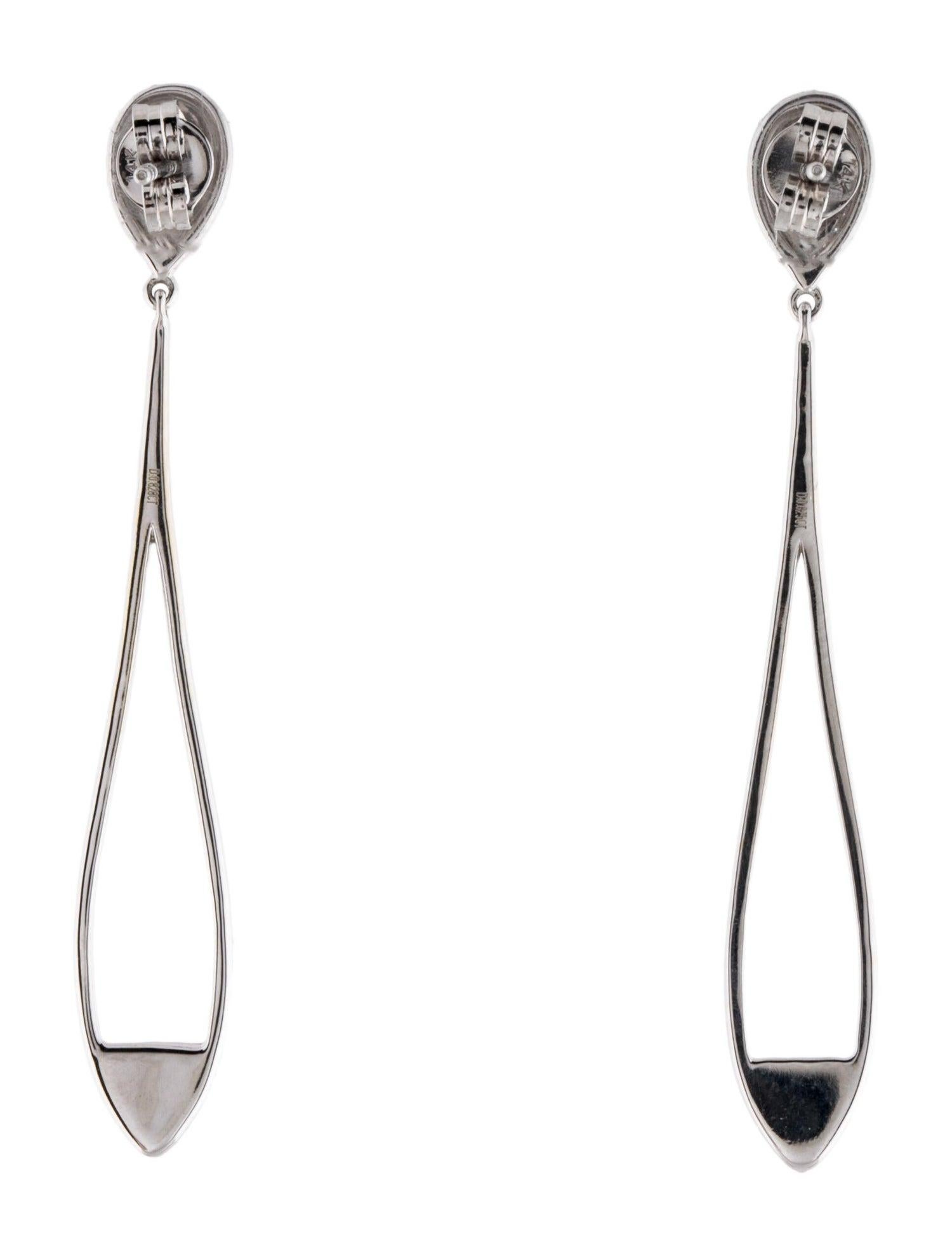 Pendientes de gota de diamante de oro blanco de 14 quilates - 0,55 ct Brillante redondo, casi incoloro Corte redondo en venta