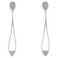 14K White Gold Diamond Drop Earrings - 0.55ct Round Brilliant, Near Colorless
