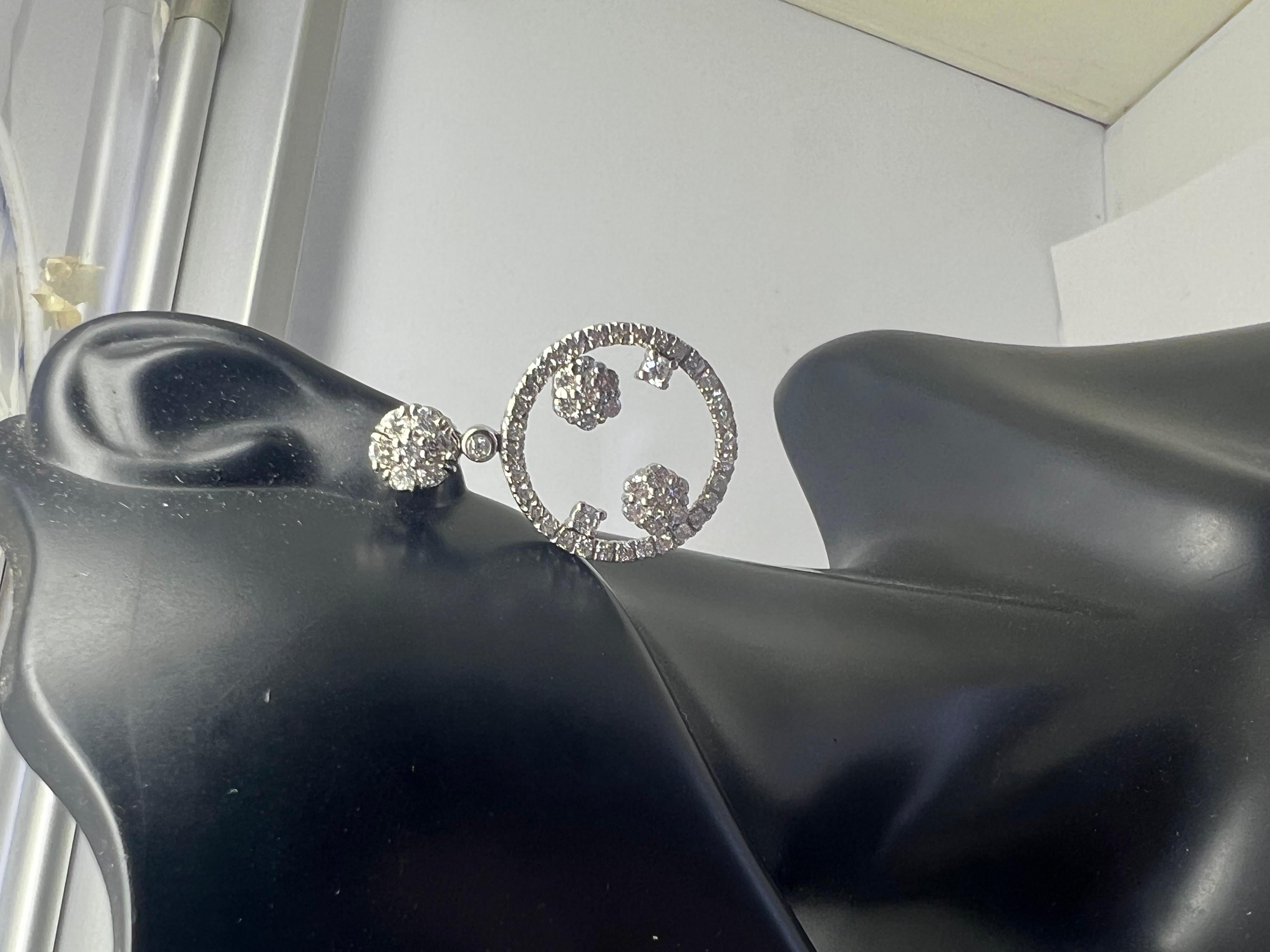Art Déco Orecchini a cerchio con diamanti in oro bianco 14k in vendita