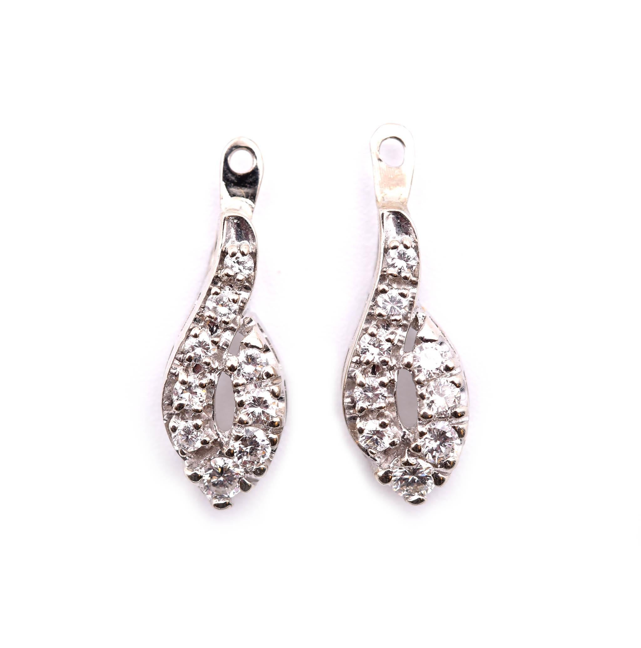 14 Karat White Gold Diamond Earring Enhancers In Excellent Condition For Sale In Scottsdale, AZ
