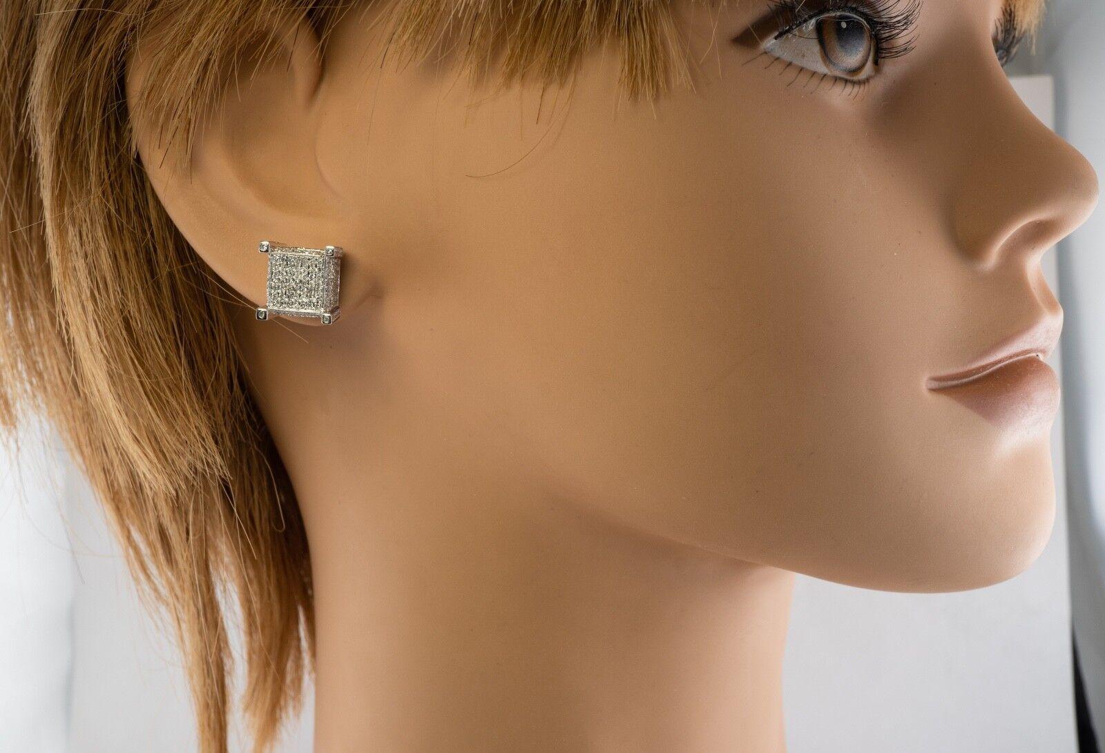 Boucles d'oreilles diamant en or blanc 14K Pendentif diamant Collier diamant en vente 5
