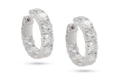 18K White Gold 7.10 Carat Diamond Hoop Earrings 0.40 Carats each