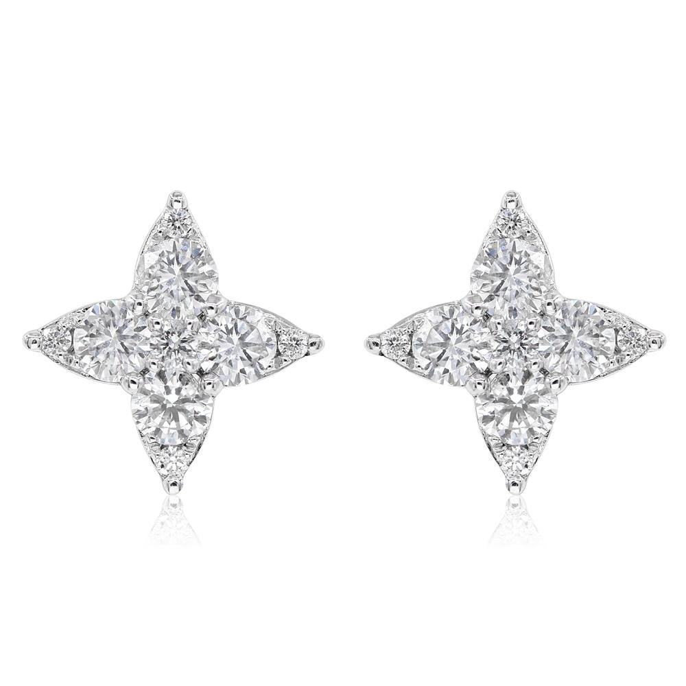 Ohrringe aus 18 Karat Weißgold mit Diamanten (Rundschliff)