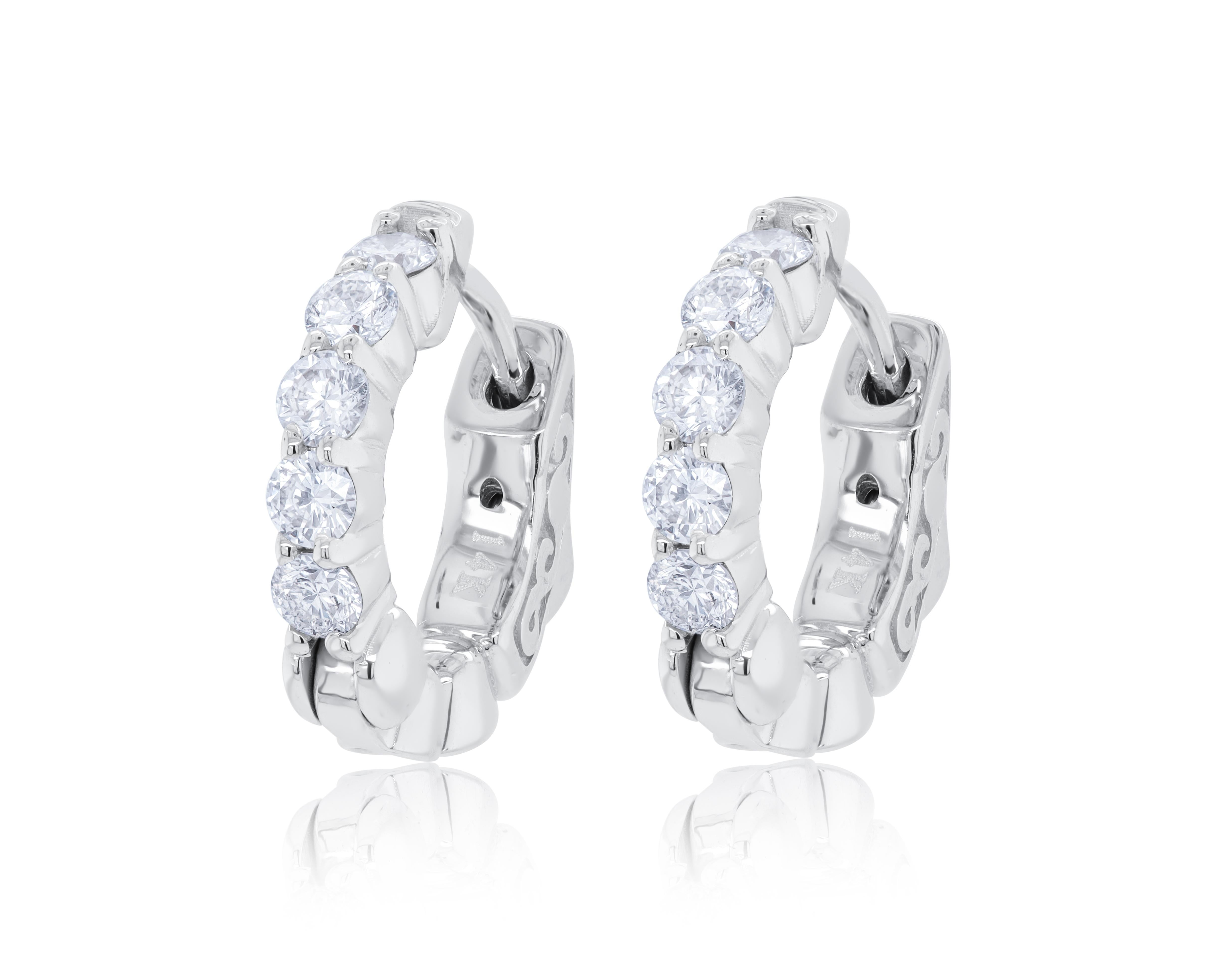 Round Cut 14K White Gold Diamond Earrings