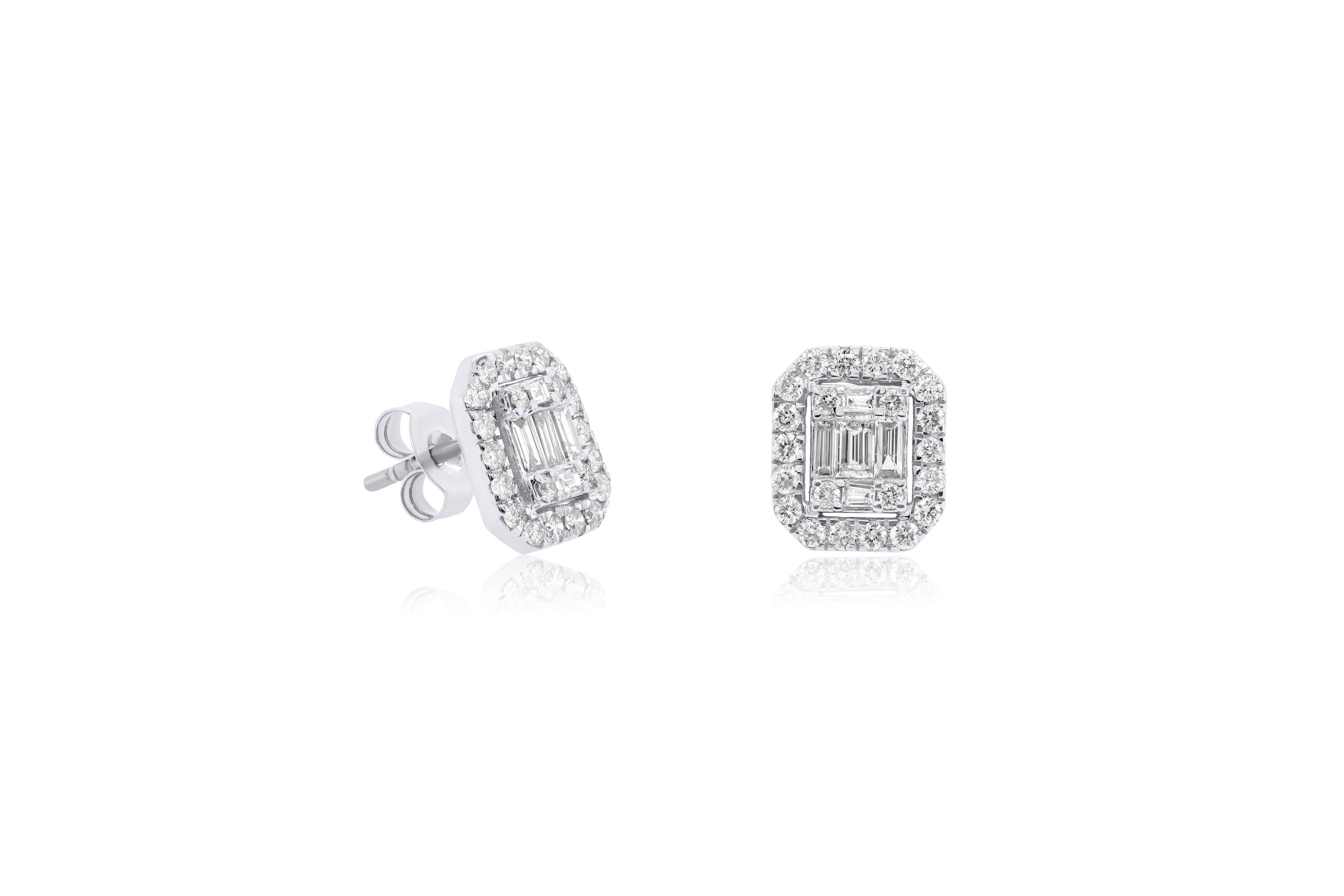 14K White Gold Diamond Earrings In New Condition For Sale In New York, NY