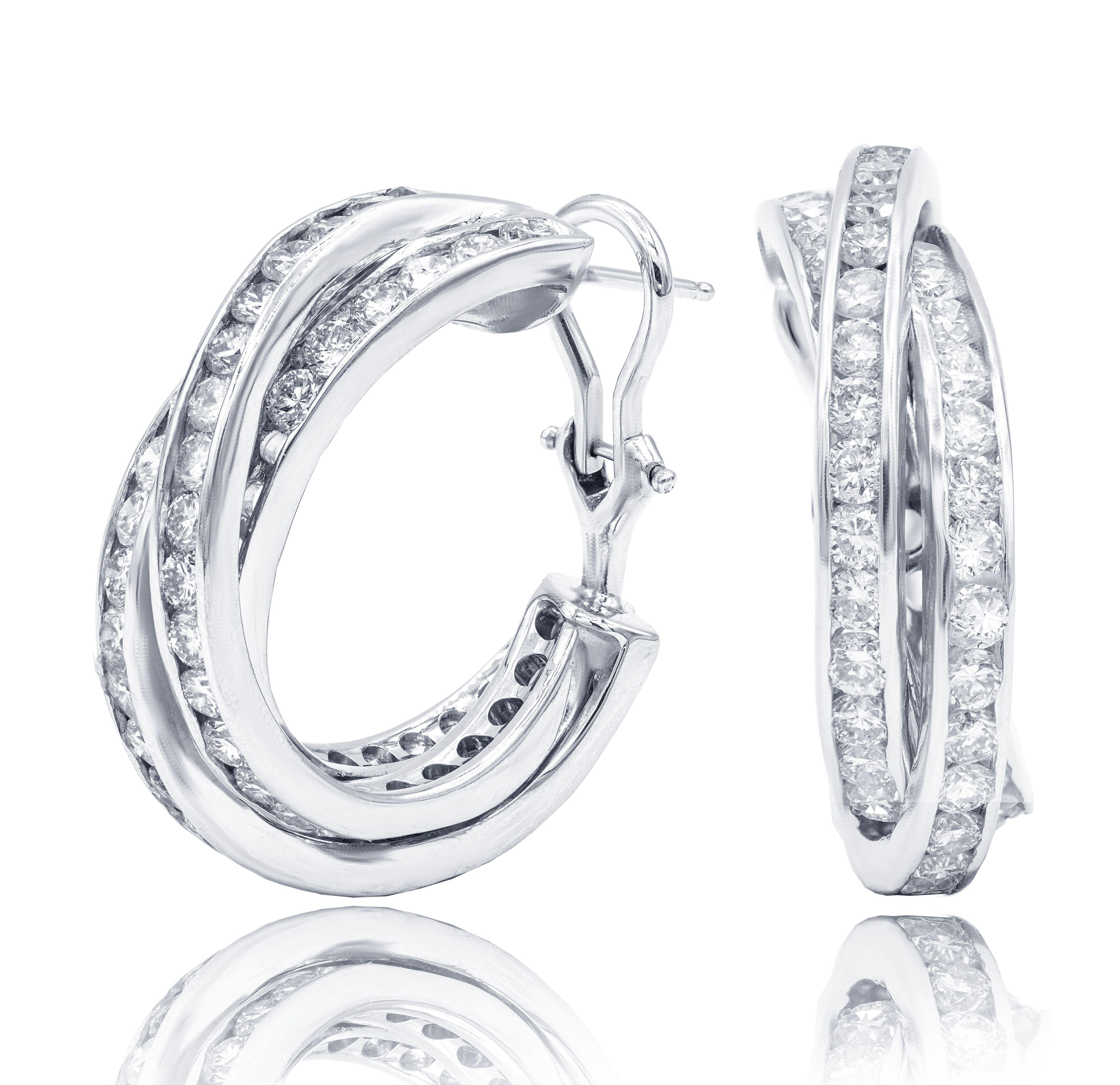 Women's 14K White Gold Diamond Earrings For Sale