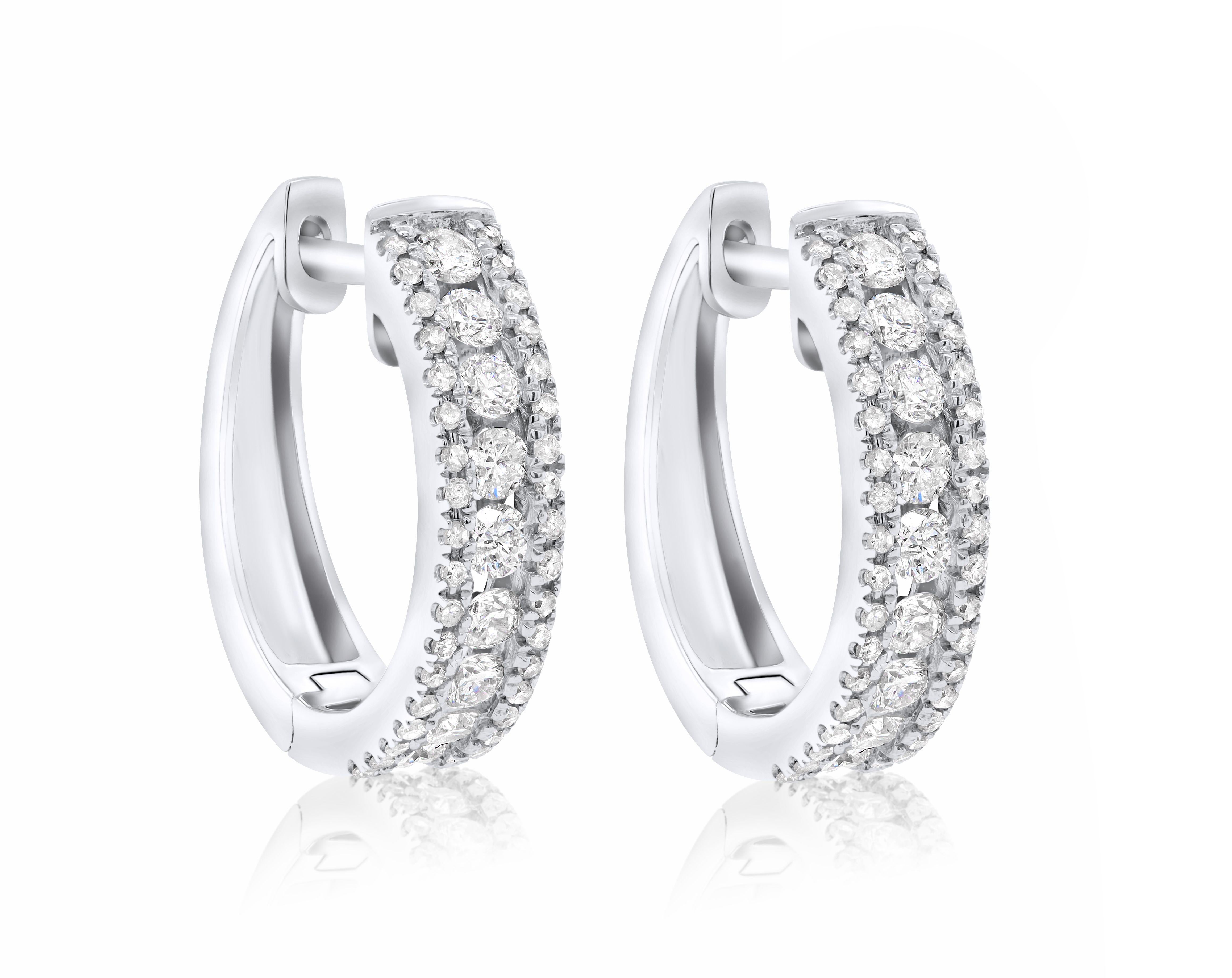 Women's 14K White Gold Diamond Earrings For Sale