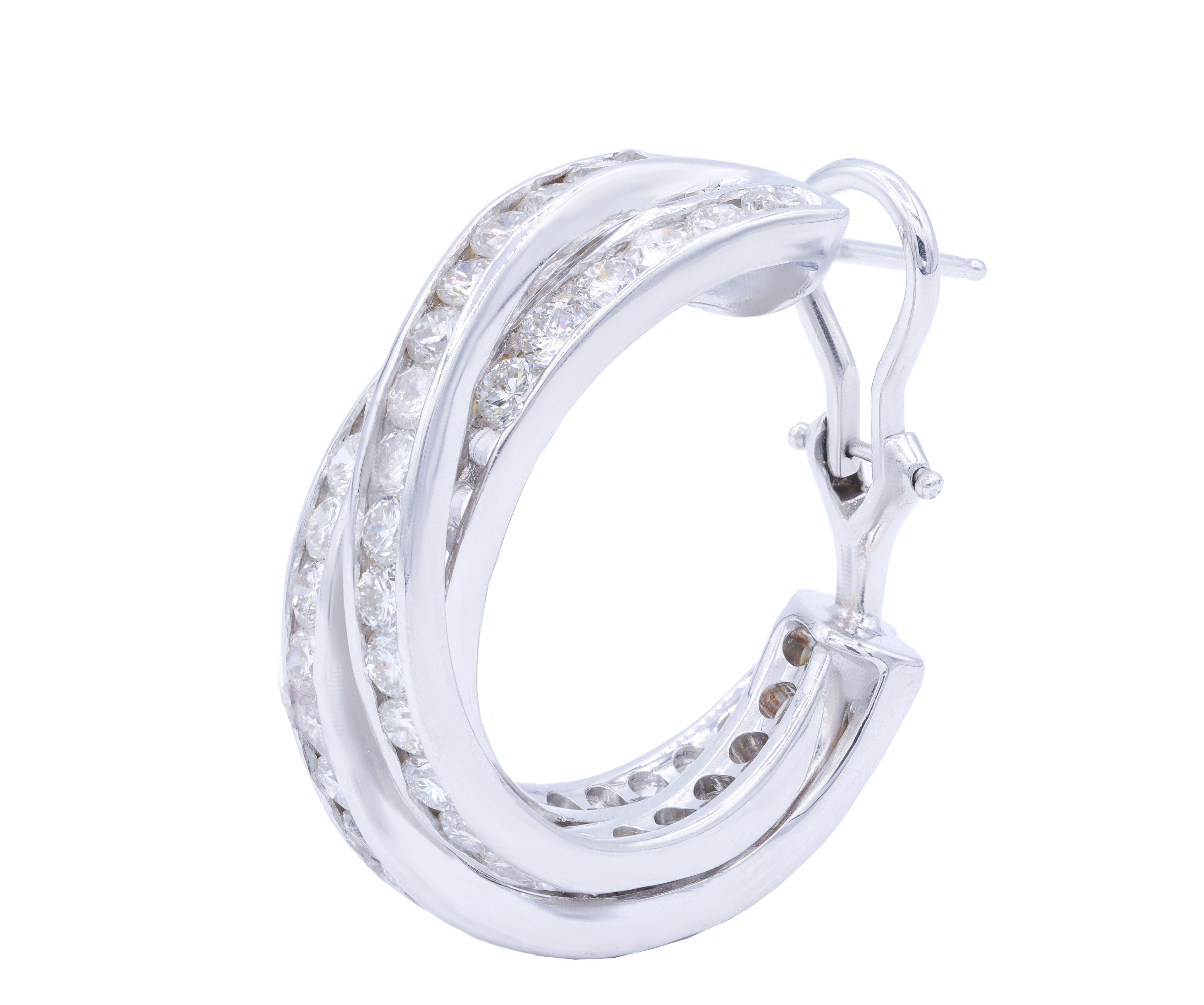 Orecchini con diamanti in oro bianco 14K in vendita 1