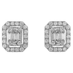 Boucles d'oreilles en or blanc 14 carats et diamants