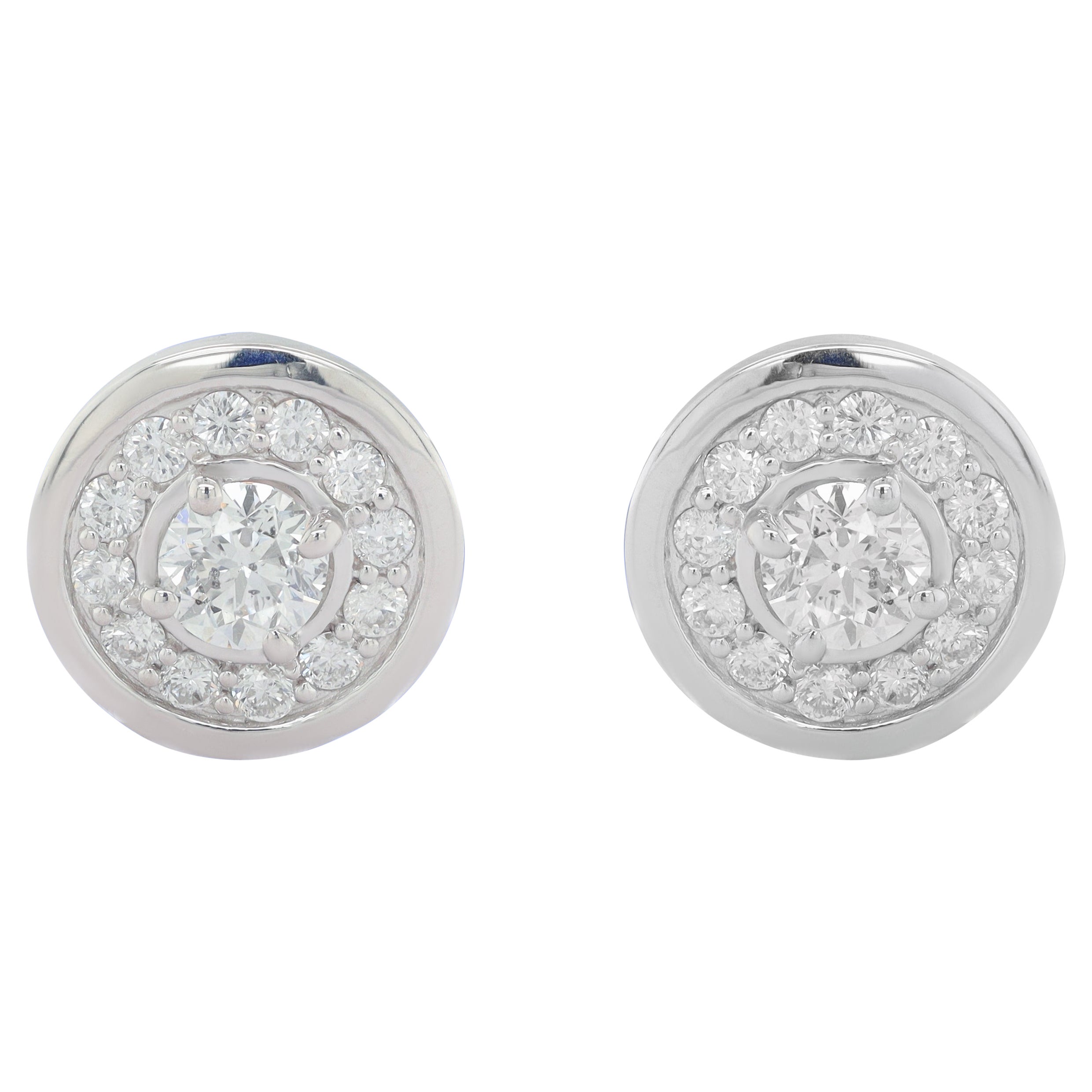 Boucles d'oreilles en or blanc 14 carats et diamants en vente