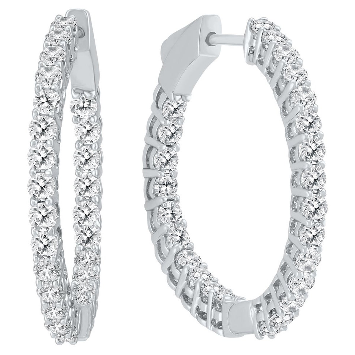 Boucles d'oreilles en or blanc 14 carats et diamants en vente