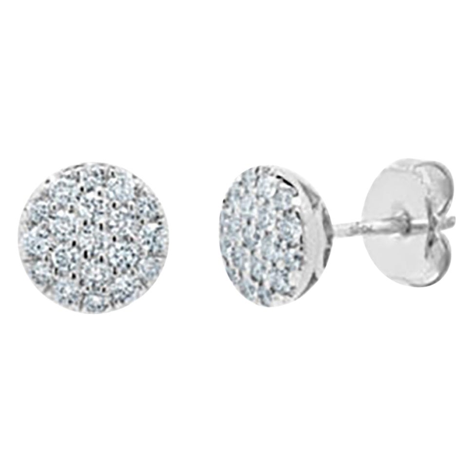 Boucles d'oreilles en or blanc 14 carats et diamants en vente