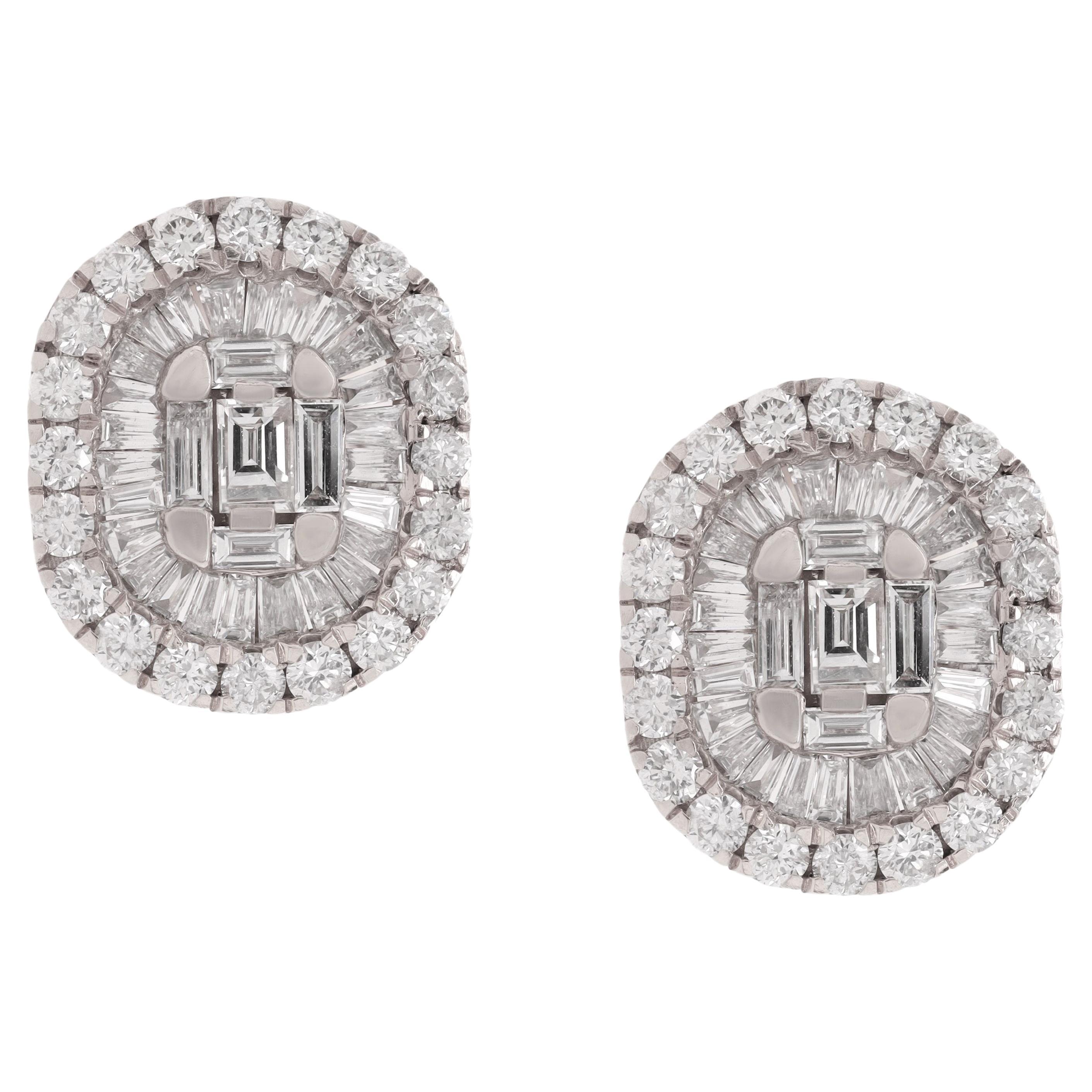 14K White Gold Diamond Earrings