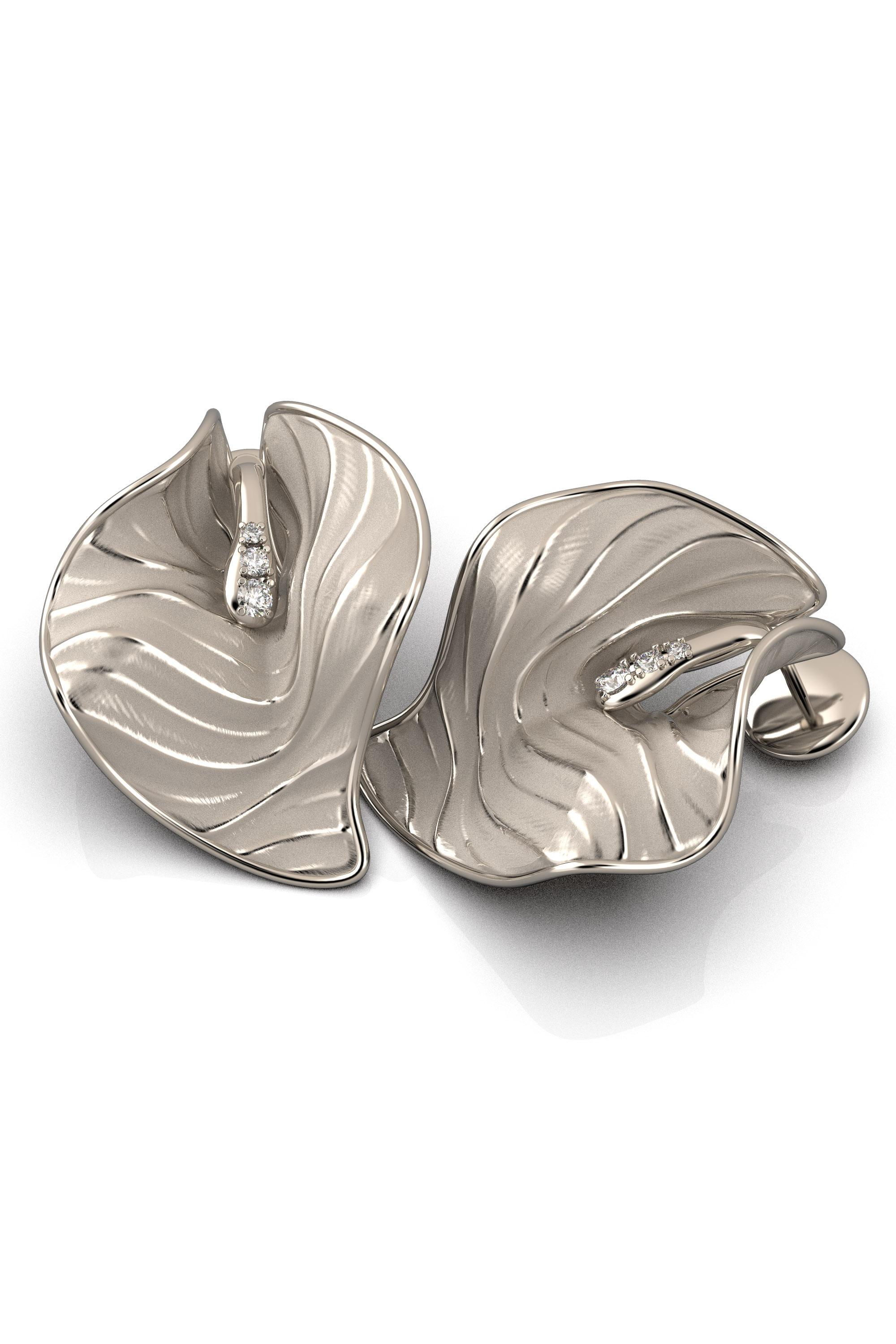 Contemporaneo Orecchini con diamanti in oro bianco 14k, Gioielli Made in Italy in vendita