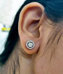 14K White Gold Diamond Earrings Set Stud Solitaire Style