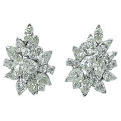 Orecchini di diamanti in oro bianco 14K con diamanti taglio Marquise, Pear e Brilliante