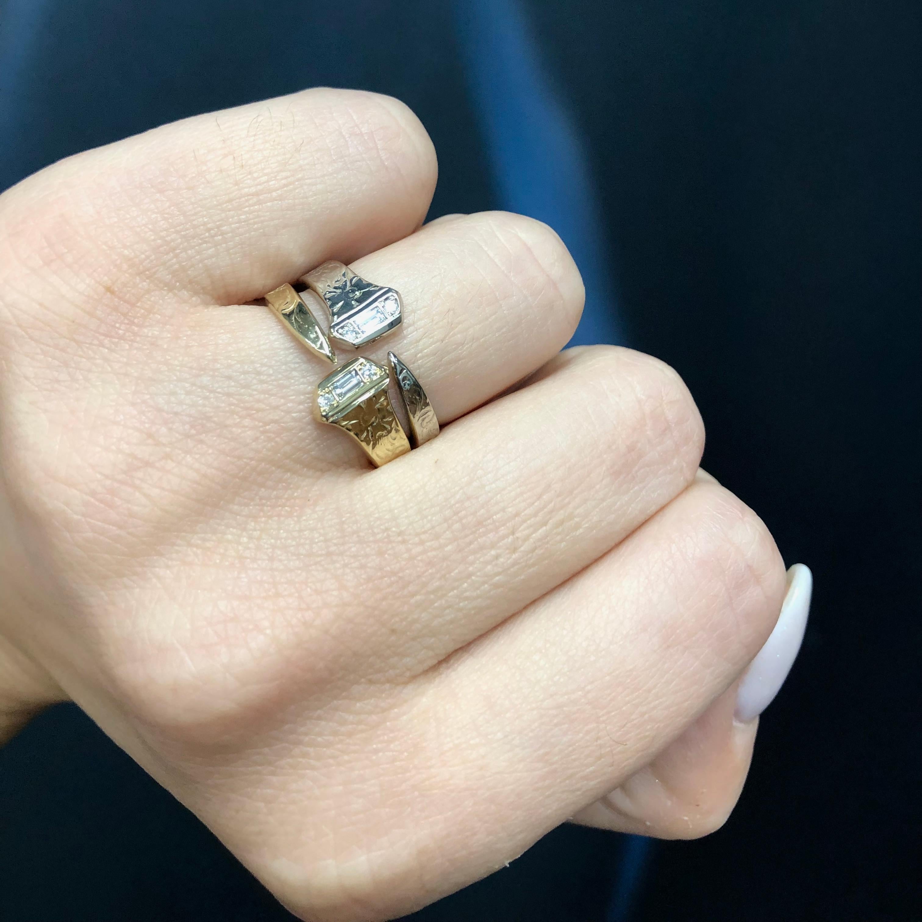 14K White Gold Diamond Edwardian-Inspired Lucky Nail Ring  3
