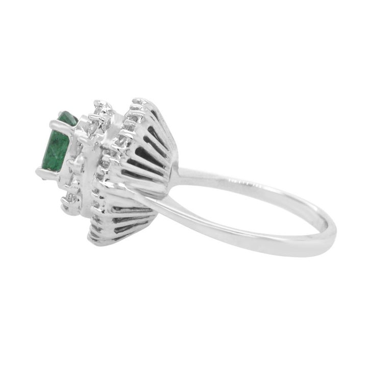 14 Karat White Gold Diamond Emerald Vintage Ballerina Ring For Sale at ...