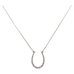 Pendentif fer à cheval en or blanc 14K incrusté de diamants