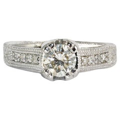 14K White Gold Diamond Engagement Ring 0.70 ct