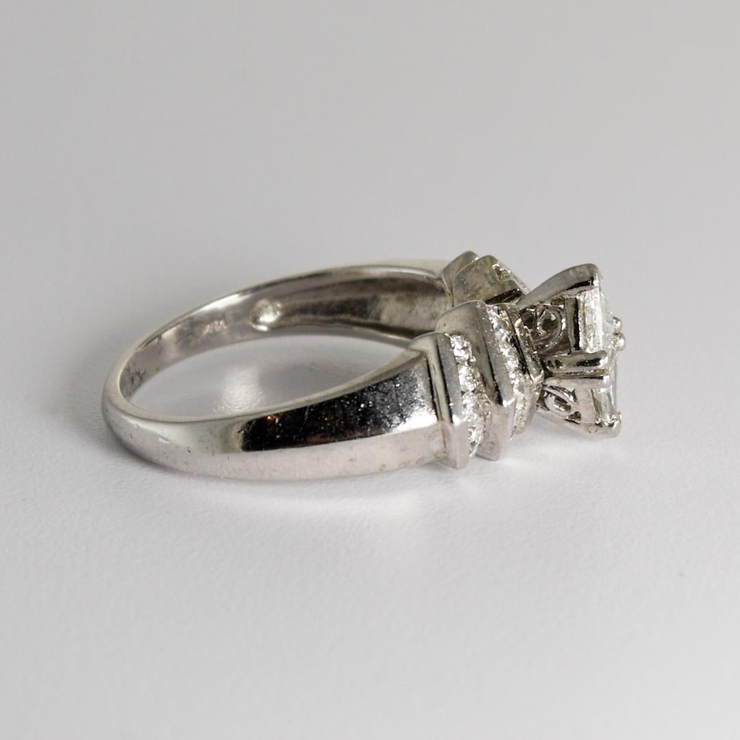Trillion Cut 14K White Gold Diamond Engagement Ring 0.75ct