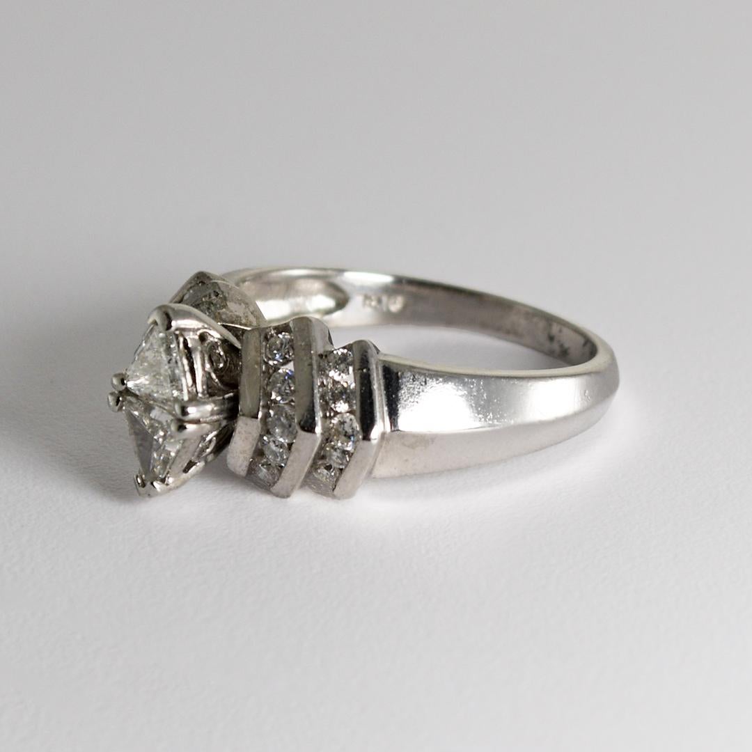 14K White Gold Diamond Engagement Ring 0.75ct 1